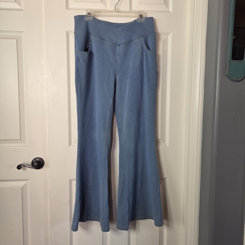Halara Flex High Waisted Crossover Pocket Instant Cool Washed Flare Knit Pull-on
